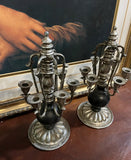 Pair of Vintage French Silver and Black Candelabras