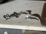 Two Pairs of Sterling Silver Earrings- Bow and Feather