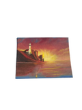 Lighthouse and Sunset Seascape Painting on Canvas