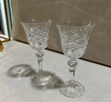 Trio of Detailed Etched Crystal Champagne Glasses