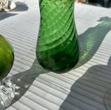 Trio of Green Glass Vases