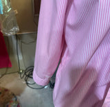 90's Ralph Lauren Pink and White Striped Button Down Shirt With 3/4 Length Sleeves, Size L