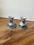 Pair of Asian Style Ceramic Candlestick Holders