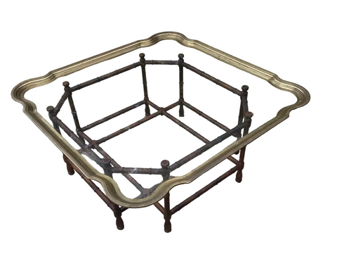 1970s Stately Bamboo, Brass Rim, Coffee Table