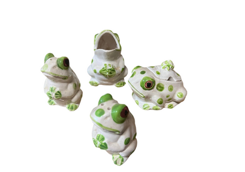 Ceramic Painted Frog Collection- Set of 4