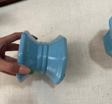 Pair of Blue Ceramic Candle Holders