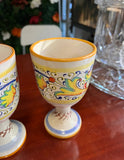 Italian Style Scrolling Ceramic Pedestal Cups- A Pair