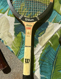 Collection of Vintage Wilson Tennis Rackets and Guard: Miss Chris, T-Flight, Advantage