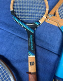 Collection of Vintage Wilson Tennis Rackets With Blue Accents