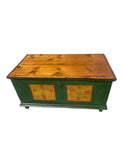 Late 19th Century Pennsylvania Dutch Forrest Green and Natural Wood Hope Chest