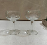 Pair of 1970s Champagne Glasses With Geometric Rose Designs