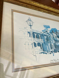 Pair of Blue and White Church Prints, Signed and Framed
