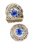 Pair of Ceramic Blue Crab Coasters With Wicker Edges and Basket