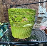 Boho Vintage Lime Green Wicker Basket
