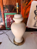 Vintage Floral Sculptural White Pottery Lamp