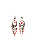 Pair of Flower Chandelier Earrings With Orange Beads