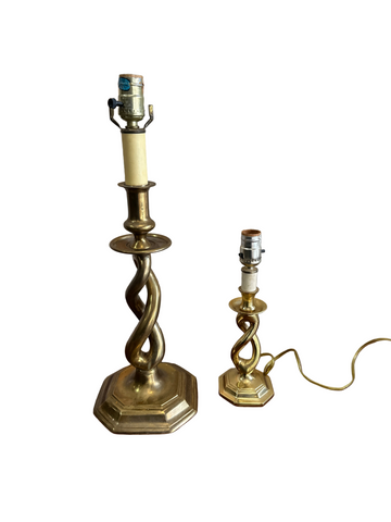 Pair of Vintage Brass Spiral Table Lamps