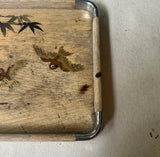 Small Wooden Tray With Bamboo and Bird Accents