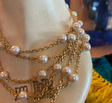 Faux Pearl and Multiple Chain Fun Necklace