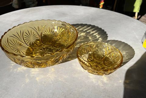 Amber Vintage Glass Bowls