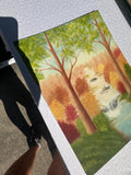 Colorful Foliage and Creek Landscape Painting on Canvas, Signed by the Artist