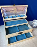 Vintage Jewelry Box With Blue Interior
