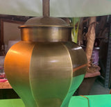 Large Vintage Brass Table Lamp With White Lampshade