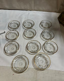 Collection of Gold Rimmed Glass Dishes With Etched Star Design- Set of 11