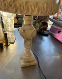 Vintage Detailed White Marble Table Lamp With Lampshade