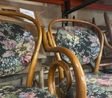 Collection of Floral Cushioned Bentwood Looped Arms Dining Chairs- Set of 4