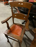 Pair of Vintage Leather Seated Wooden Chairs