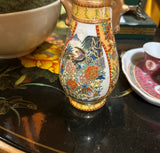 Vintage Small Asian Style Ceramic Vase With Gold Accents