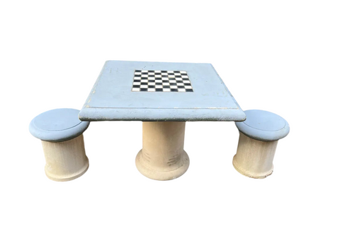 Stone Outdoor Chess Table With Matching Stools