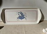Hard Plastic White Tray With Floral and Bird Details