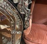 Large Vintage Venetian Etched Wall Mirror