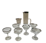 Collection of Silver Rimmed Glasses With Matching Pitcher- Set of 8