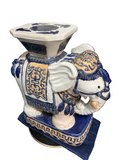 Blue and White Chinoiserie Elephant Plant Stand
