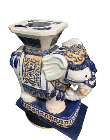 Blue and White Chinoiserie Elephant Plant Stand