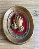 Small Gold and Red Praying Hands Decorative Wall Hanging