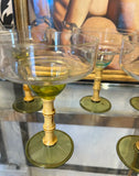 Plastic Margarita Glasses With Bamboo Stems- Set of 5