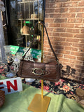 Small Brown Leather Buckle Hand Bag