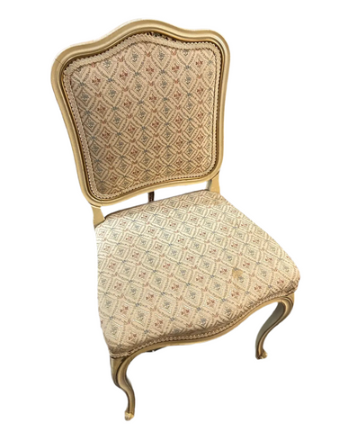 Vintage Mid Century Tan Colored Chair With Floral Cushions