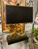 Mid-Century Lion Lamp With Shade