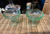 1970s Pair of Green Glass Cocktail Glasses