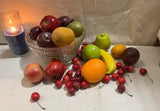 50 Pieces of Fake Fruits in Large Glass Bowl