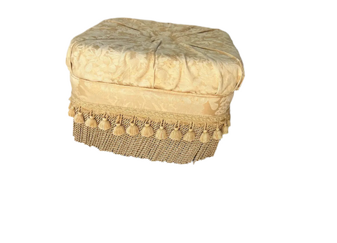 Yellow Covered Ottoman With Tassels