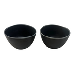 Pair of Small Handmade Black Pottery Bowls