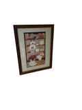 Vintage Americana Framed Drawing of Children in House 1979