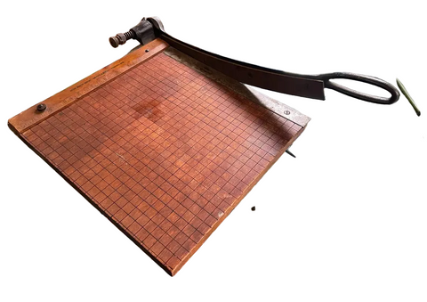 Wooden Vintage Industrial Paper Cutter With Metal Handle