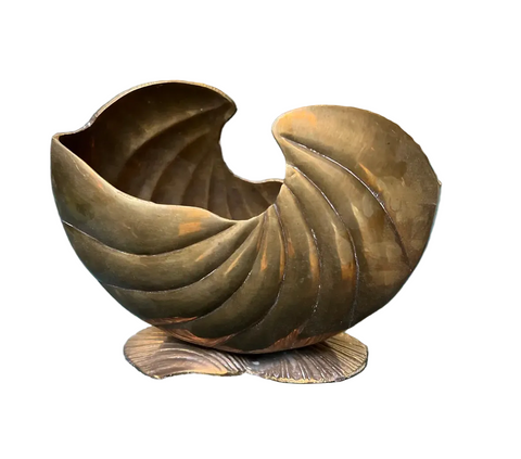 Art Deco Nautilus Brass Shell Planter